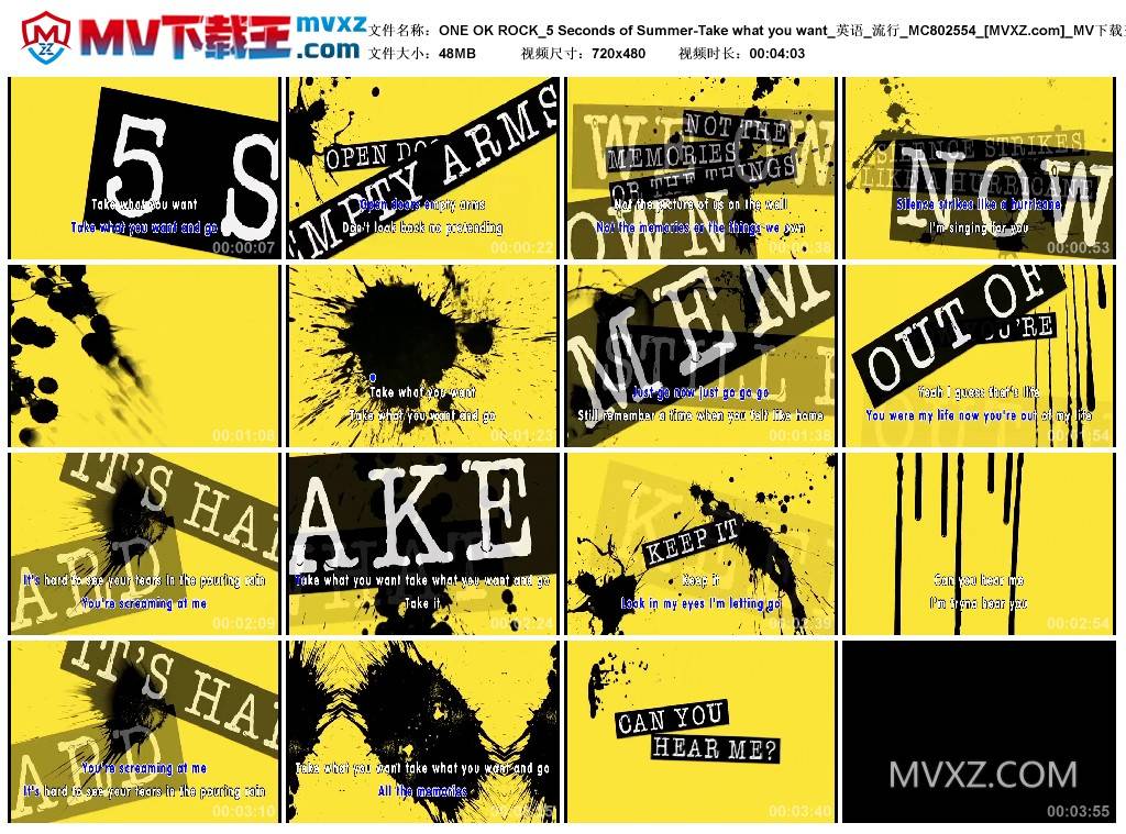 ONE OK ROCK_5 Seconds of Summer-Take what you want_英语_流行_MC802554